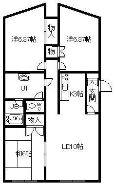ヴェルシティ東光6.3AB棟(3LDK/1階)の間取り写真