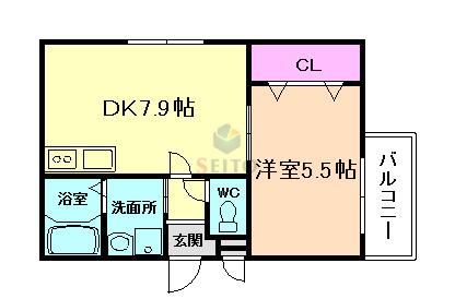 フジパレス淀川イースト(1DK/2階)の間取り写真