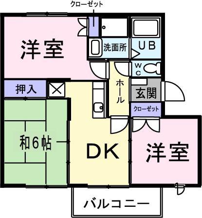 エクシード永山A棟(3DK/2階)の間取り写真