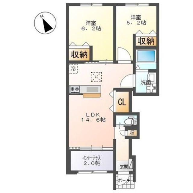 EXCEL・I弐番館(2LDK/1階)の間取り写真