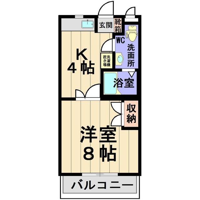 ヒルサイドヴィラC棟(1K/3階)の間取り写真