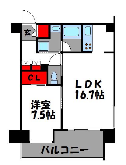 LINDES(1LDK/4階)の間取り写真