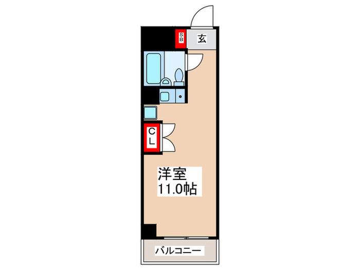 ジュネス絹田(ワンルーム/5階)の間取り写真