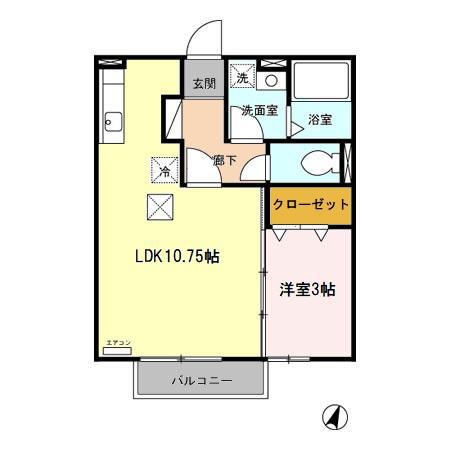 マ メゾン(1LDK/1階)の間取り写真