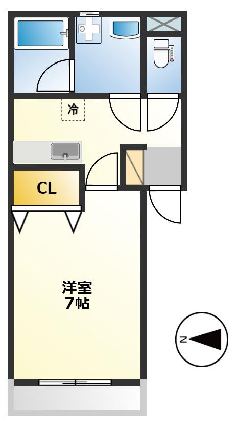 ハイツ晴斗II(1K/2階)の間取り写真