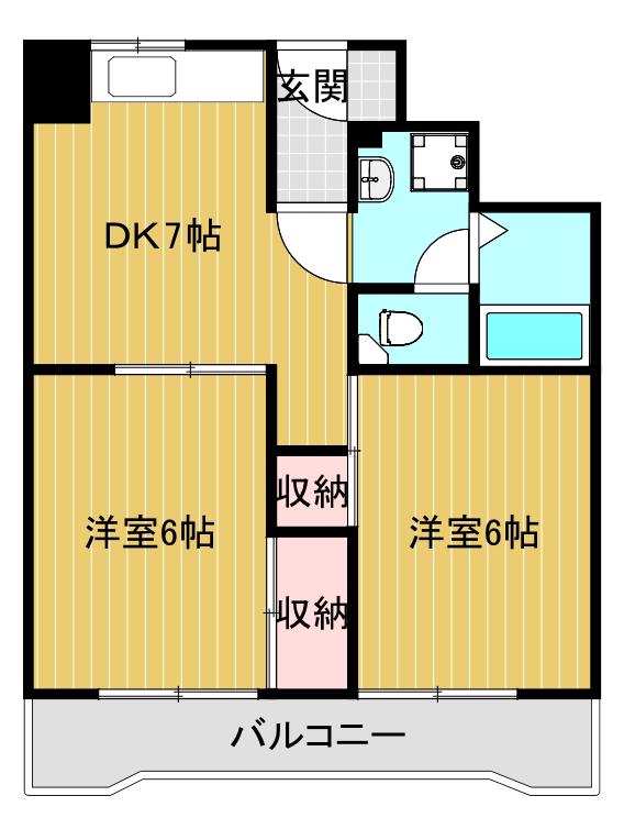夕陽ケ丘レヂデンス(2DK/8階)の間取り写真