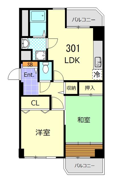 エイタイマンション(2LDK/3階)の間取り写真