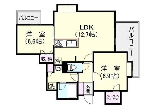 エルソレイユ・グランデ(2LDK/2階)の間取り写真