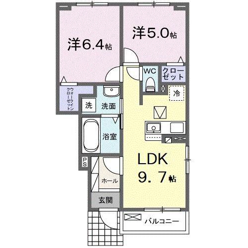 グランドビレッジ(2LDK/1階)の間取り写真