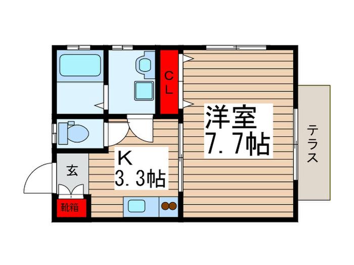 みさきスクエアII(1K/1階)の間取り写真