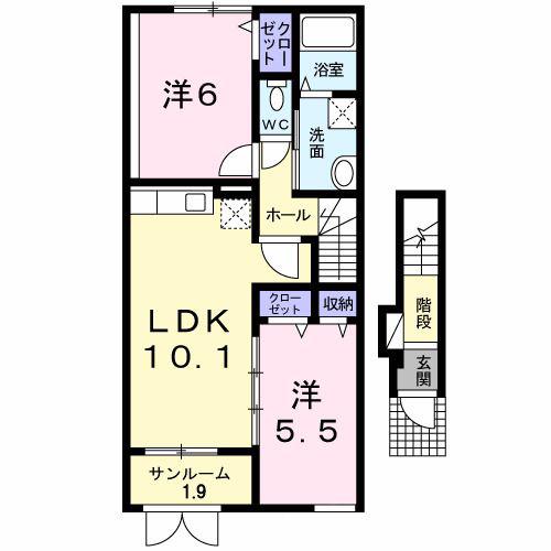 ＪＲ弥彦線 燕駅 徒歩9分 2階建 築12年(2LDK/2階)の間取り写真