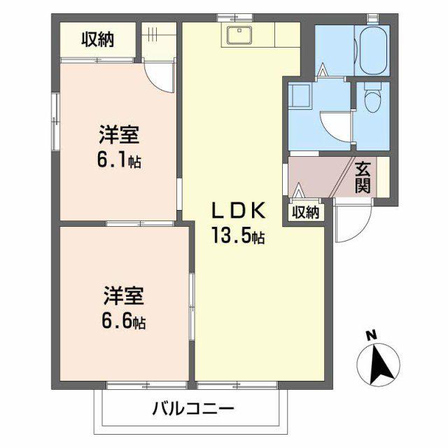 シャルマンらくざんII(2LDK/2階)の間取り写真