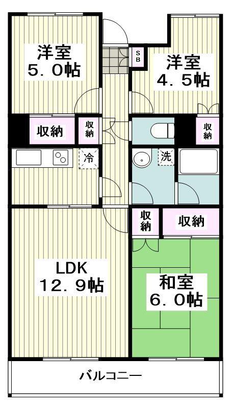 タンロンハマネ(3LDK/4階)の間取り写真