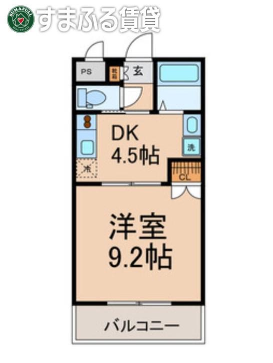 パラッツォ牛田(1DK/2階)の間取り写真
