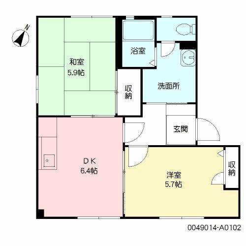 クレスト望I(2DK/1階)の間取り写真