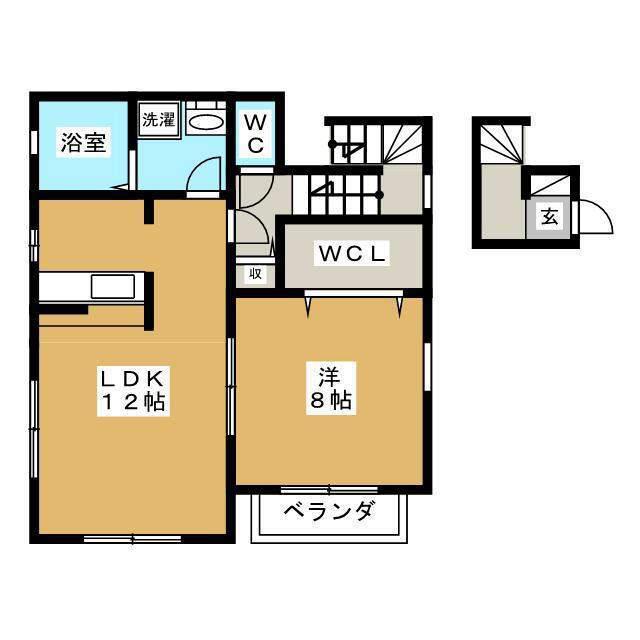 ベレッツァ旗の台(1LDK/2階)の間取り写真