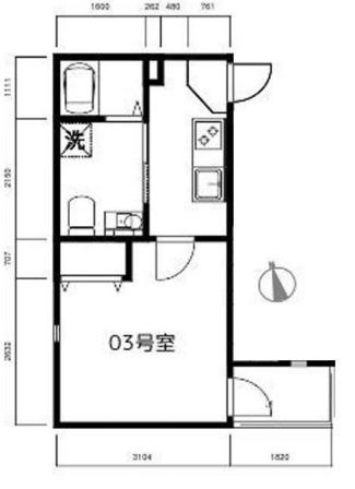 O2レジデンス竹ノ塚A棟(1K/3階)の間取り写真