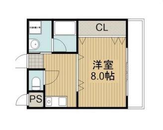 松尾ハイツ寝屋川(1K/1階)の間取り写真