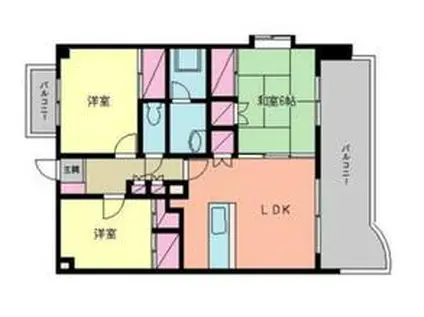 スカイコート紫原(3LDK/2階)の間取り写真