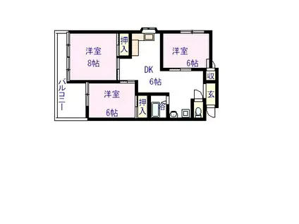 進西コーポ(3DK/3階)の間取り写真