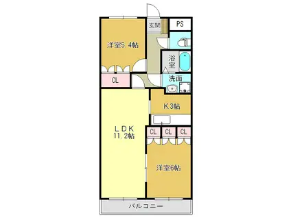 パインヒルズI(2LDK/1階)の間取り写真