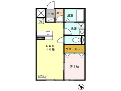 プレステージ南通(1LDK/2階)の間取り写真