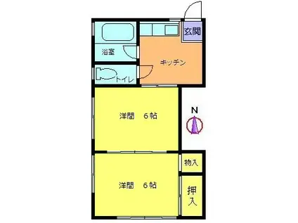 コーポいしかわ(2K/2階)の間取り写真