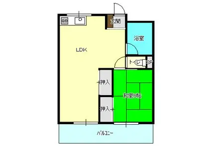 第一高木ビル(1LDK/4階)の間取り写真