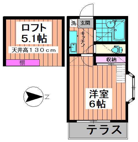 ローズシャトー(1K/1階)の間取り写真