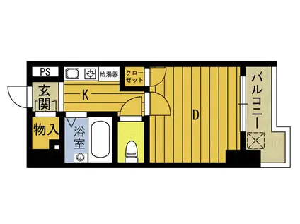 ベルエール大分大在(1K/6階)の間取り写真