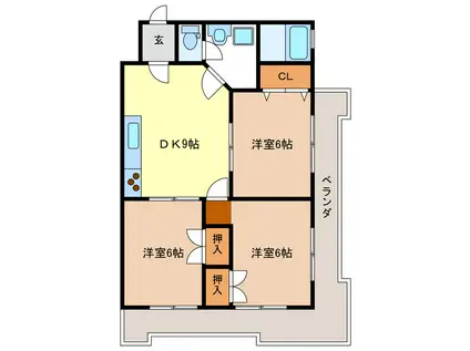 SOLEIL OBUSA(3DK/2階)の間取り写真