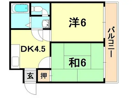 寿ハイツ(2DK/4階)の間取り写真