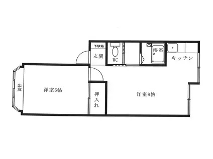 ラポールながとII 山王新町(1LDK/2階)の間取り写真