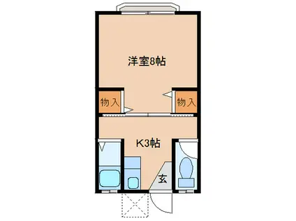小園荘 南棟(1K/2階)の間取り写真