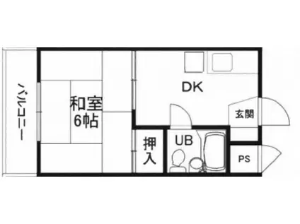 上川ビル(1DK/3階)の間取り写真