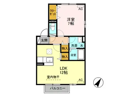 オリーブ A101(1LDK/1階)の間取り写真