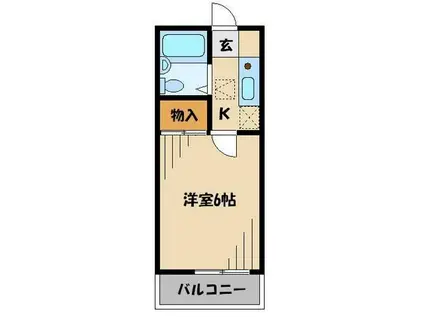 中浦和アローハイツ(1K/2階)の間取り写真