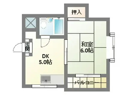 駒川マンション(1DK/3階)の間取り写真