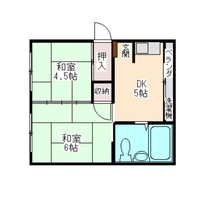 グリーンハイツ 3F CP(2DK/3階)の間取り写真