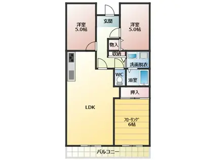 ライゼックス富田林(3LDK/2階)の間取り写真
