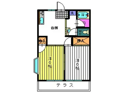 対比地ハイA(2DK/1階)の間取り写真