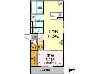 D-HILLS名塚町(1LDK/3階)の間取り写真
