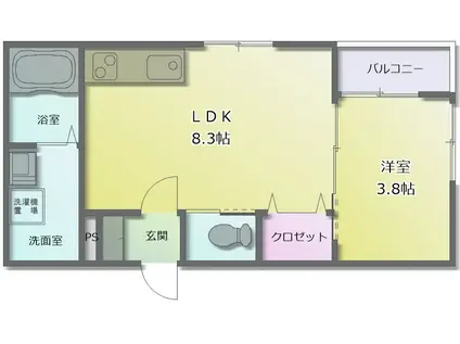 エフアセシアKOBE(1LDK/2階)の間取り写真