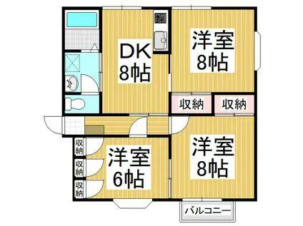 シャンポール本郷 E棟(3DK/2階)の間取り写真