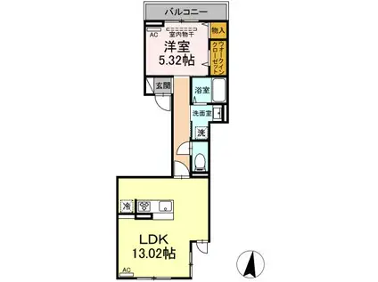 レクシア土支田(1LDK/2階)の間取り写真