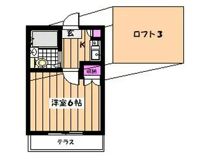 メゾンシェリー(1K/2階)の間取り写真