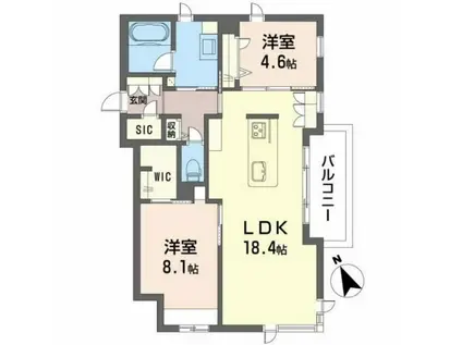 GRAND BLEU DE SASAOKA(2LDK/2階)の間取り写真
