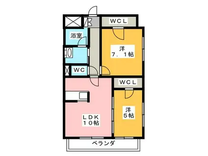 栄町弥生マンション(2LDK/2階)の間取り写真