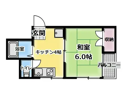 川島第5ビル(1DK/2階)の間取り写真