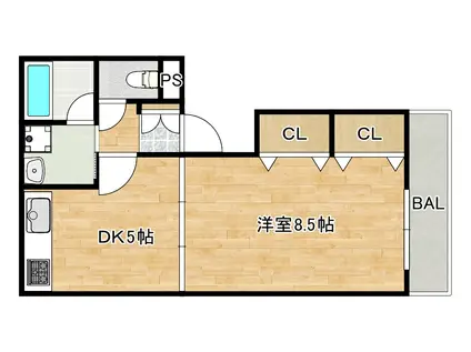 COMHOUSEI(1DK/2階)の間取り写真